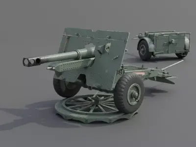 Ordnance QF 25-pounder field gun Low-poly 3D model