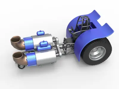 Pulling tractor with 3 jet engines Scale 1 to 25 3D print model