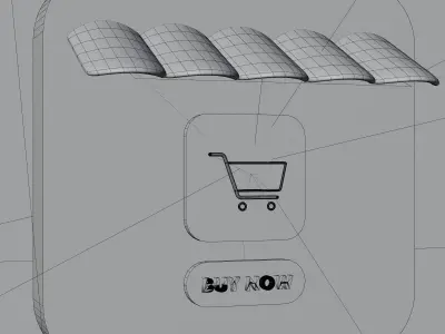 3D Illustration franchise store with supermarket trolley 3D model