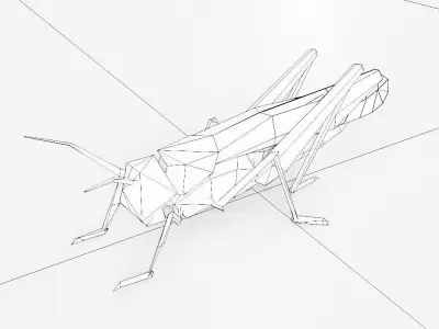 Grasshopper low poly 3d model origami Low-poly 3D model