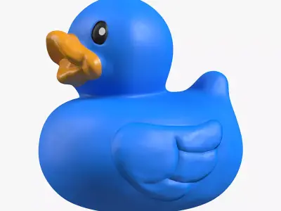 Bathtub Duck in blue Low-poly 3D model