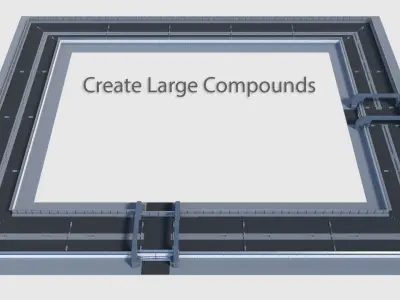 Compound Fence - Modular Low-poly 3D model