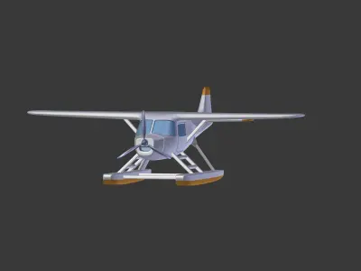 Cartoon Sea Plane - Seaplane Low-poly 3D model