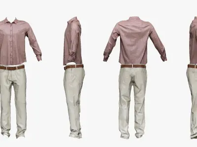 001284 mans pink top and white pants Low-poly 3D model