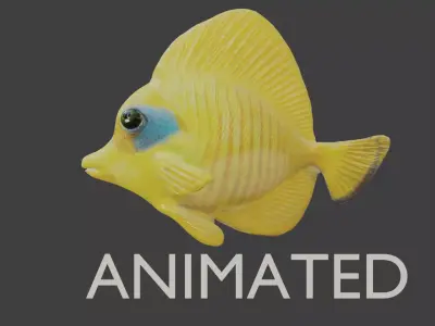butterfly fish animated Low-poly 3D model