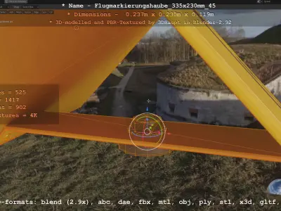 Flugmarkierungshaube 335x230mm 45 Low-poly 3D model