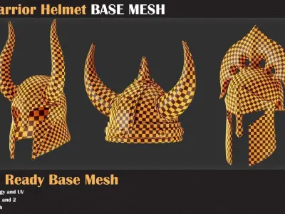 50 Warrior Helmet Base Mesh - VOL 01 3D model