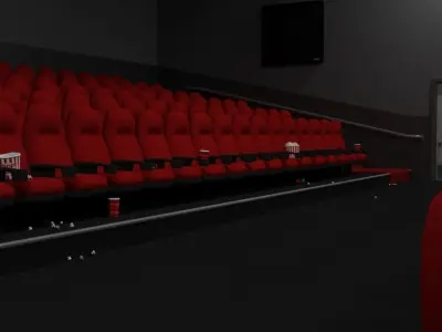 Cinema - Low Poly chair with popcorn and glasses Low-poly 3D model