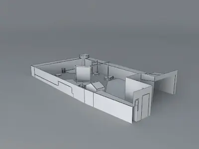 Low maintenance rear garden with angled deck and gravel  Free 3D model