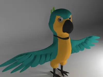 Cartoon Parrot Low-poly 3D model
