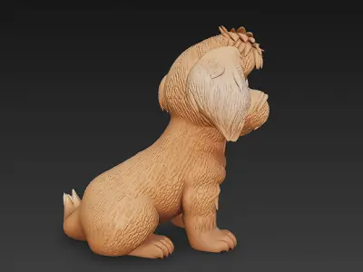 Dog Puppy Realistic 3D Model Basic - Low Poly Realistic Low-poly 3D model