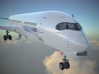 Airbus A350 900 with interior 3D model