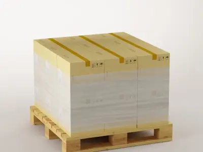 cardboard boxes on pallet 3D model