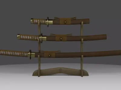 Set of japanese swords - Dragon Riujin 3D model