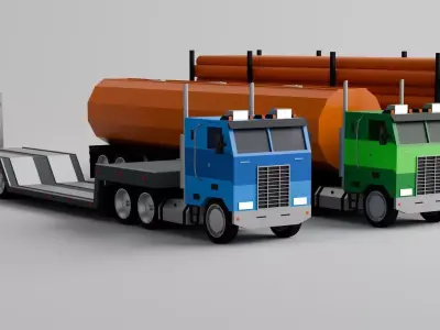 Low Poly Truck 3D Model Pack Free low-poly 3D model