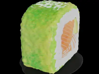 Sushi Smoked salmon crab sticks masago caviar cucumber mayonn... Low-poly 3D model