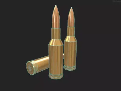 6mm Remington BR Ammo Low-poly 3D model