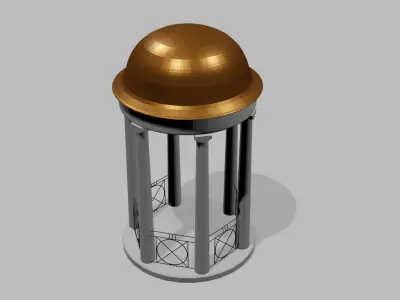 rotunda clock tower with golden dome 3D model