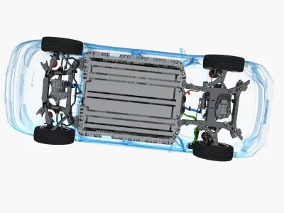 Electric SUV Chassis X-Ray 3D model