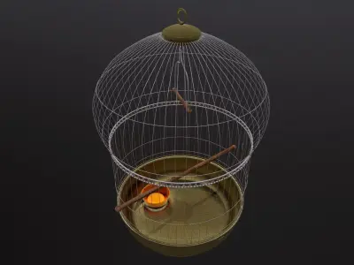 Bird cage PBR 3D model with Texture for Games and Films Low-poly 3D model