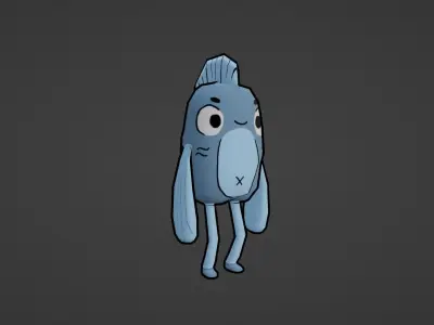 TEXTURED AND ANIMATED CUTE FISH Low-poly 3D model