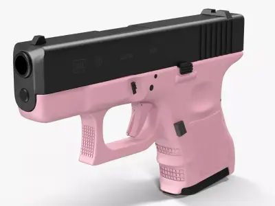 Glock 26 Pink Low-poly 3D model