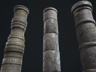 Aztec modular columns Low-poly 3D model