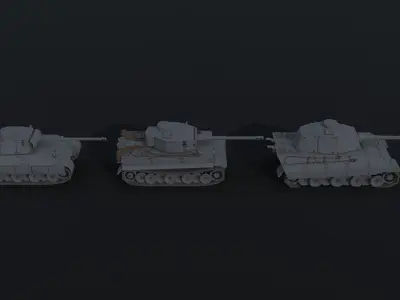 Cartoon Dieselpunk tanks Polygonal Style Low-poly 3D model