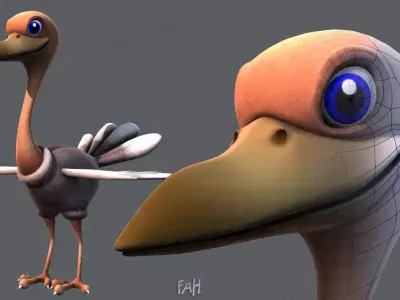 Ostrich V01 Low-poly 3D model