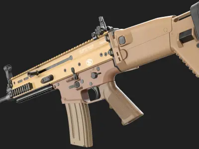 FN SCAR-L 16S FDE Worn Black Noir Game Ready Low-poly 3D model