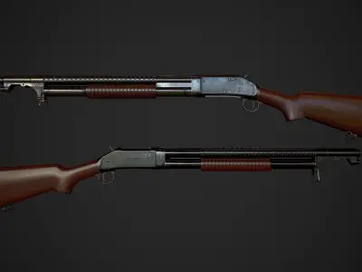 WINCHESTER 1897 Low-poly 3D model