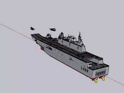 TCG ANADOLU Landing Helicopter Dock LHD 3D Model STL  SketchUp  3D model