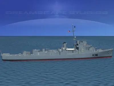 UK Captains Class Frigate HMAV Drury 3D model
