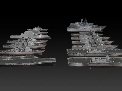 Modern warship Asia Pacific navy 3D Model Collection