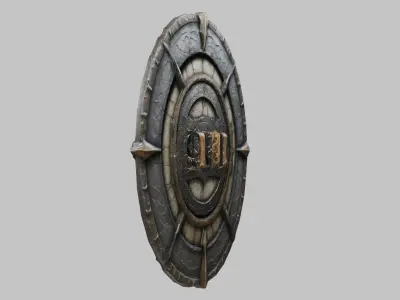Medieval Fantasy Dragon Steel Shield Low-poly 3D model