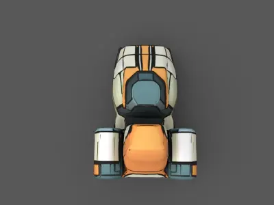 Low Poly Sci-Fi Speeder Comic Style Hovercraft Free low-poly 3D model