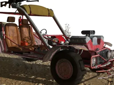 buggy jeep with gun 3D model