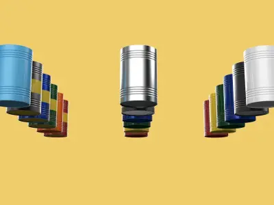 VARIOUS COLOR STACKED FUEL OIL STEEL DRUM GALLON BARREL GAS TANK 3D model