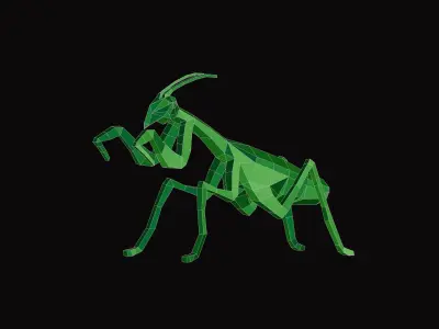 Polygonal Praying Mantis Low-poly 3D model