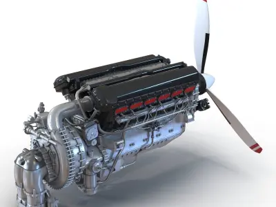 Piston Aero Engine 2 3D model