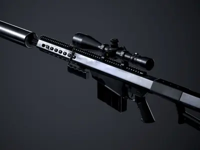 Barret M82A1 PBR Low-poly 3D model