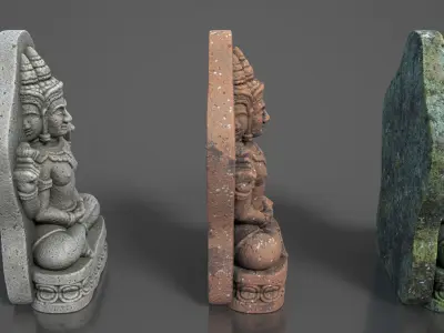 Ancient Khmer Statue29-250523 Low-poly 3D model