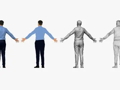 001289 man in blue tshirt blue pants in A pose low poly Low-poly 3D model