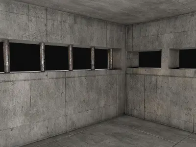 Military Concrete Bunker Base 9 Low-poly 3D model