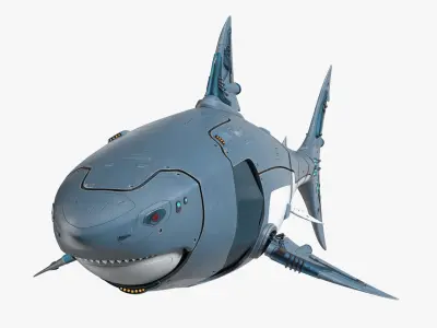 Shark Robot Rigged for Cinema 4D 3D model