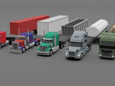 LOW POLY - TRUCK PACK Low-poly 3D model