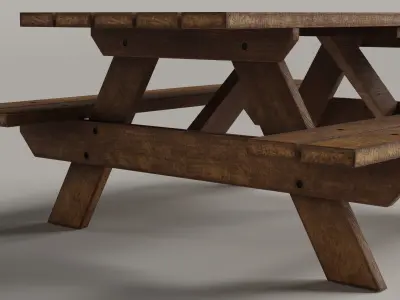 Picnic Table Realistic Low-poly 3D model