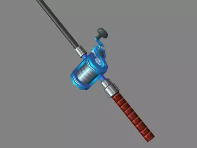 Cartoon fishing rod Low-poly 3D model