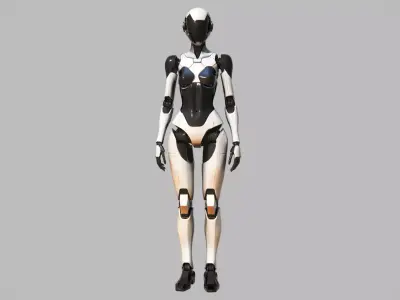 Futuristic Female Humanoid Robot Low-poly 3D model