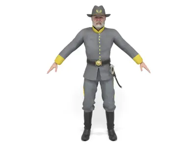 Confederate Officer Low-poly 3D model